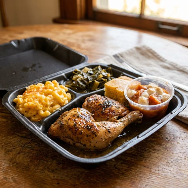 Baked Chicken Heritage Plate.